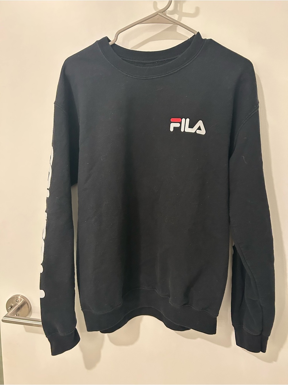 FILA Black Crewneck Sweatshirt with White & Red Logo